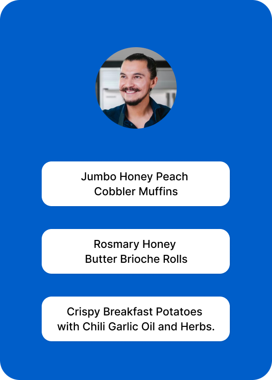 Digital cookbook interface showing recipe collection
